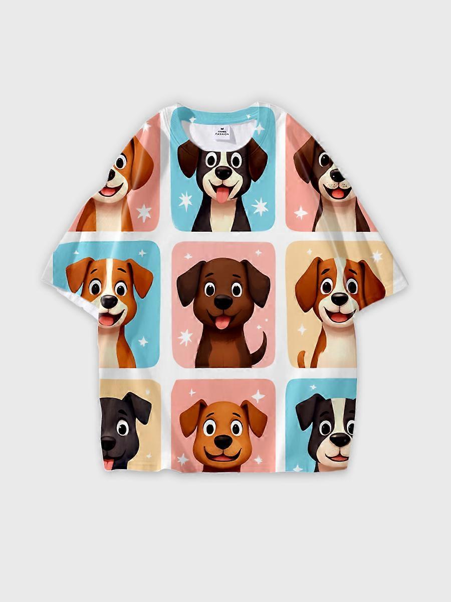 T-shirt round neck Pattern loose short sleeve N366