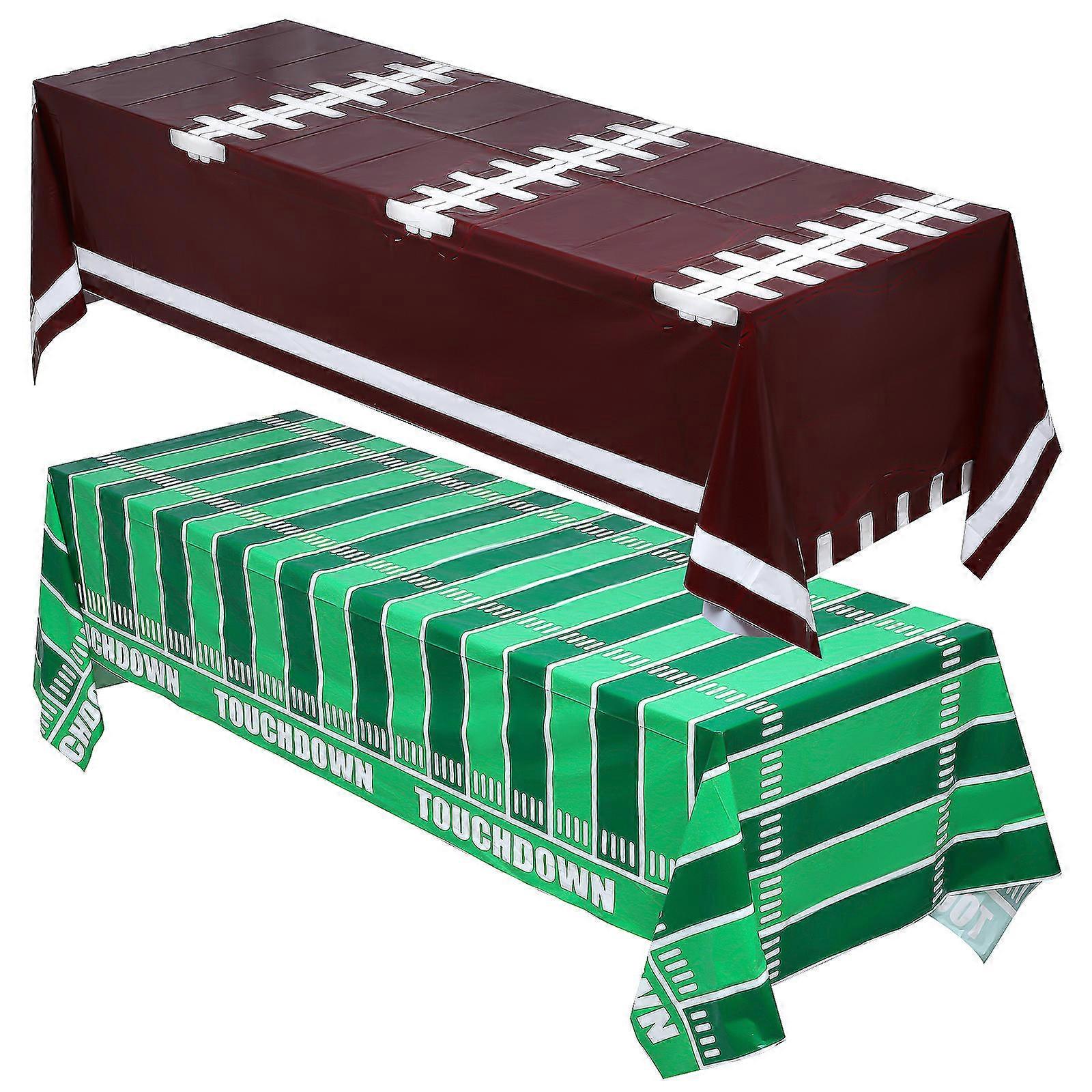 Football Field Tablecloth with Sports Theme for Parties and Home Use Disposable PE Material Assorted Color 2 Pieces