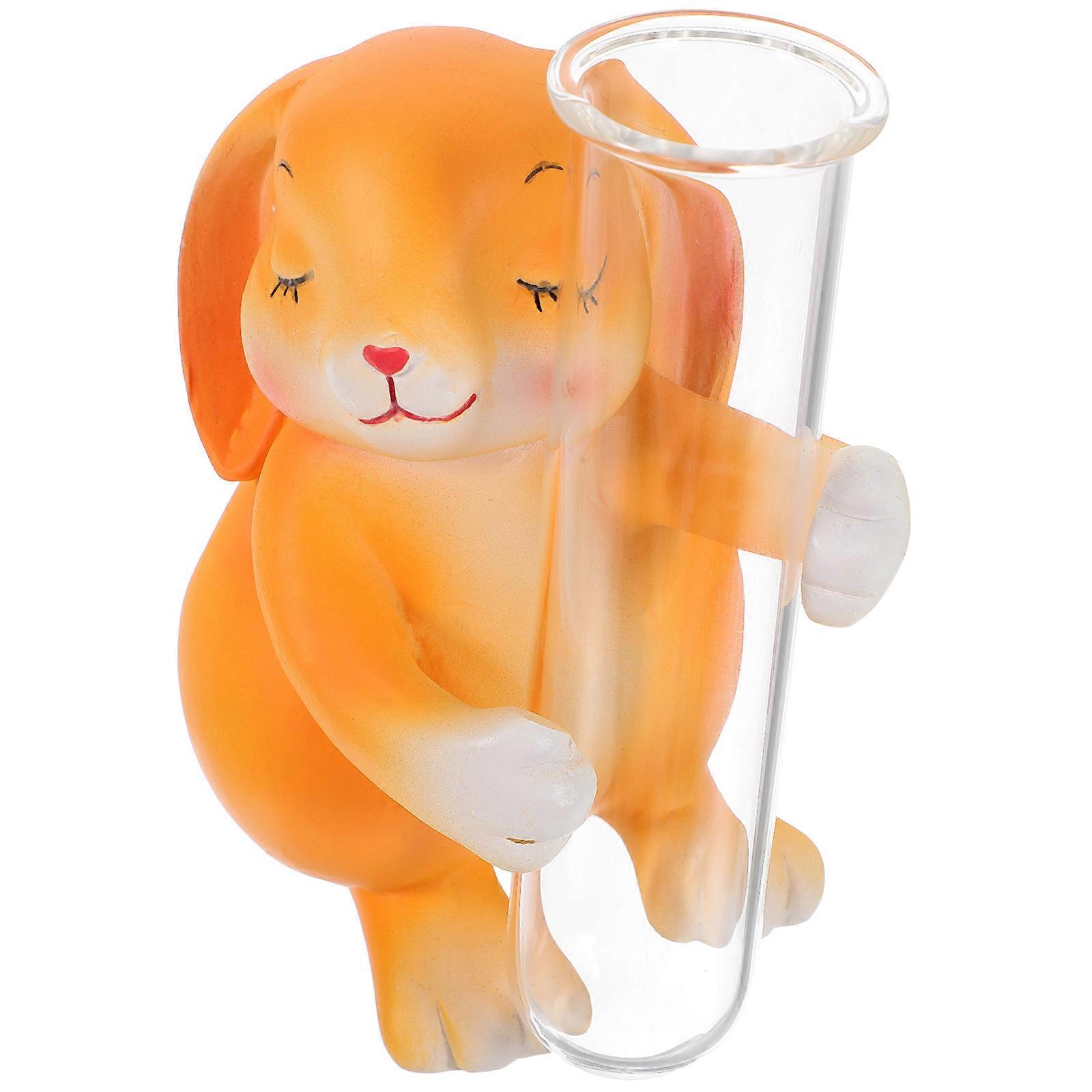 Creative Animal Shaped Glass Vase for Hydroponic Plants Decor Orange Color Perfect for Desktop Decor