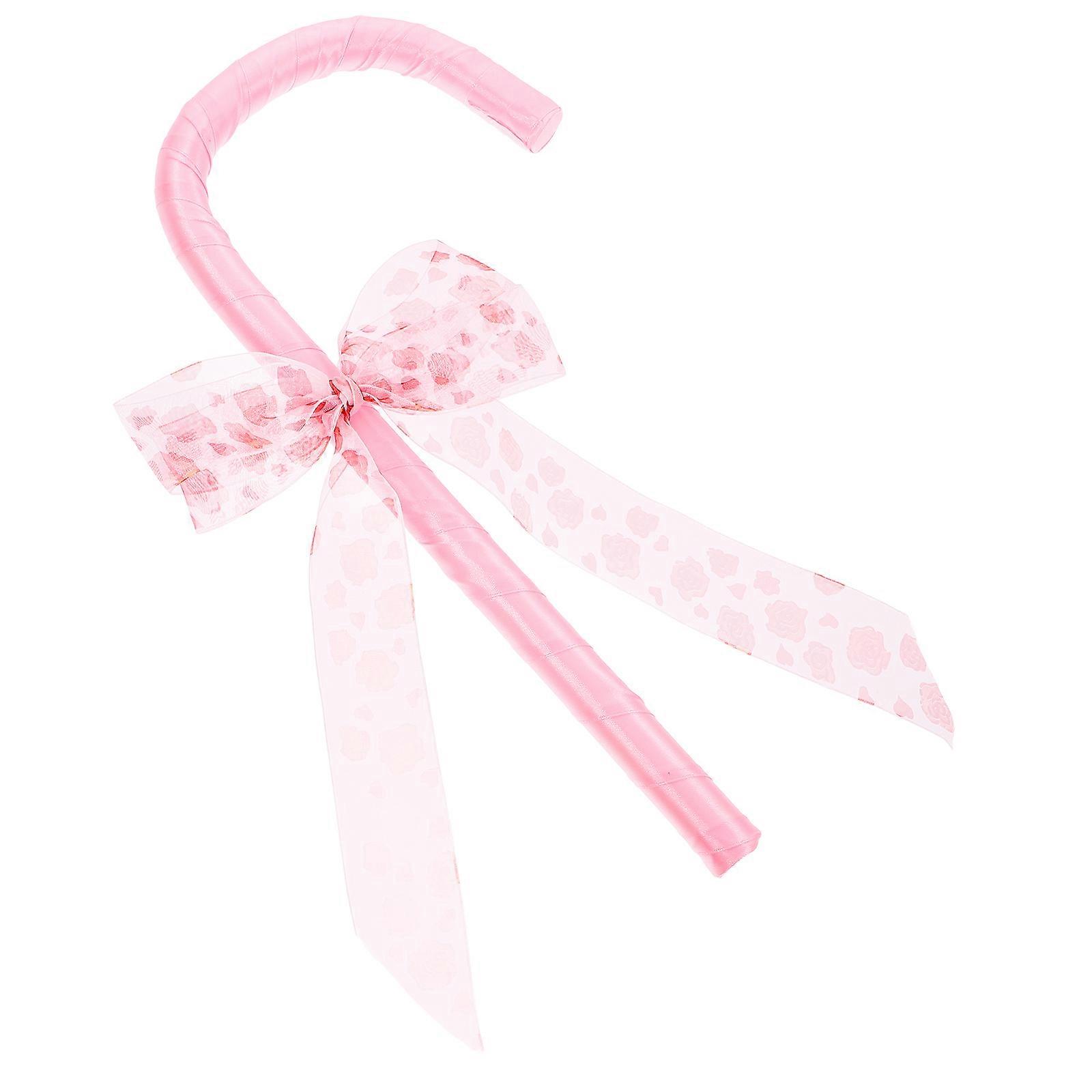 Elegant Pink Bow Crutch Costume Accessory for Halloween, Valentine's Day, and Cosplay Events – Stylish Walking Stick Prop for Themed Parties