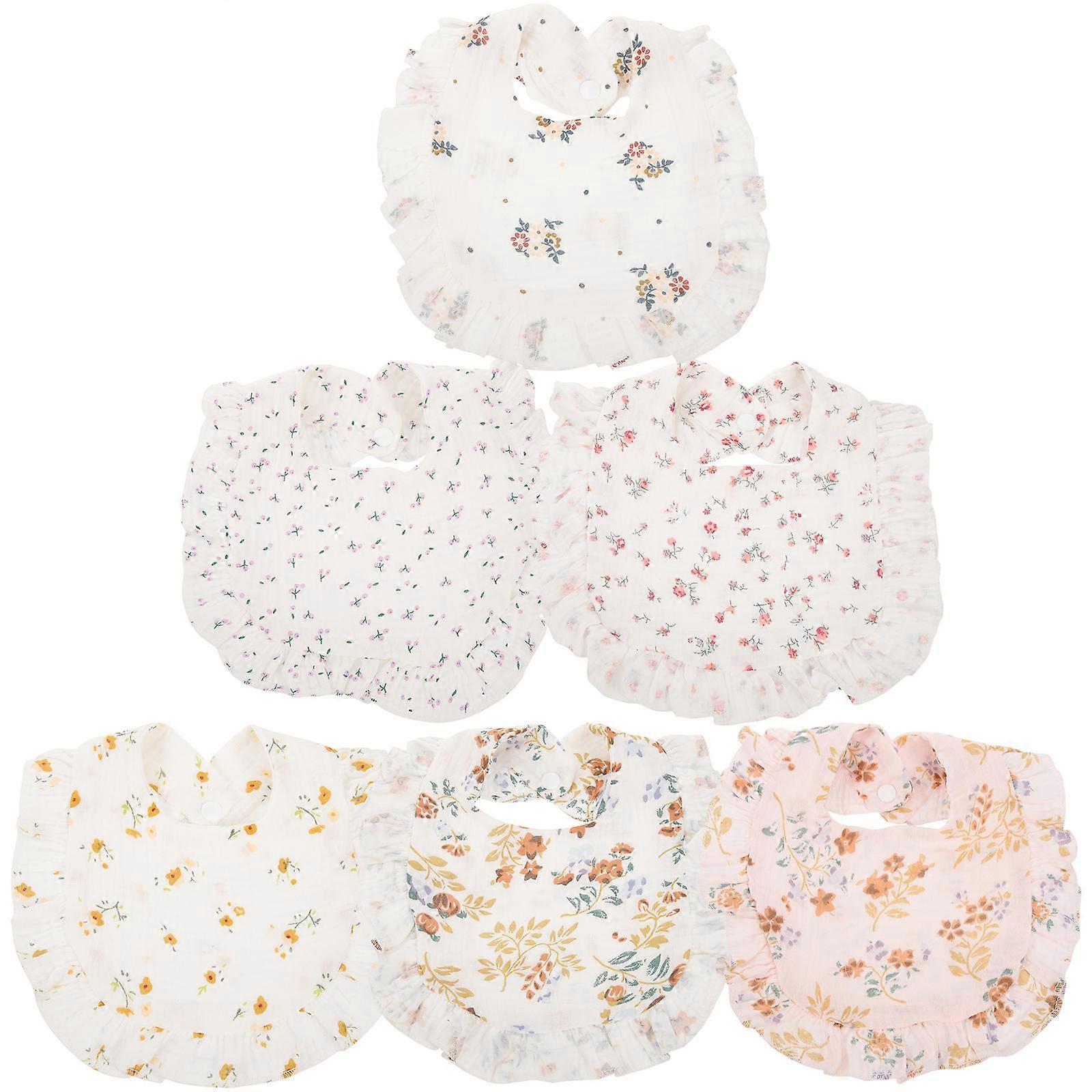Assorted Bibs 6 Pcs For Baby Feeding Ruffled Design Suitable For Parents Daily Use And Mealtime