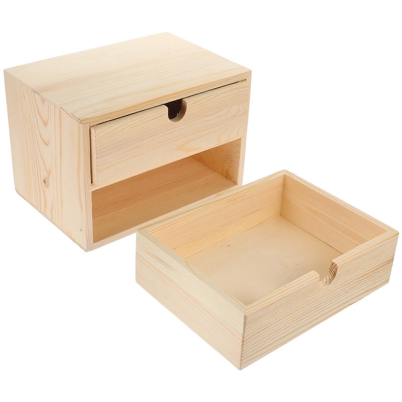 Light Yellow Wooden Jewelry Box with Drawers for Storage 7 Inches