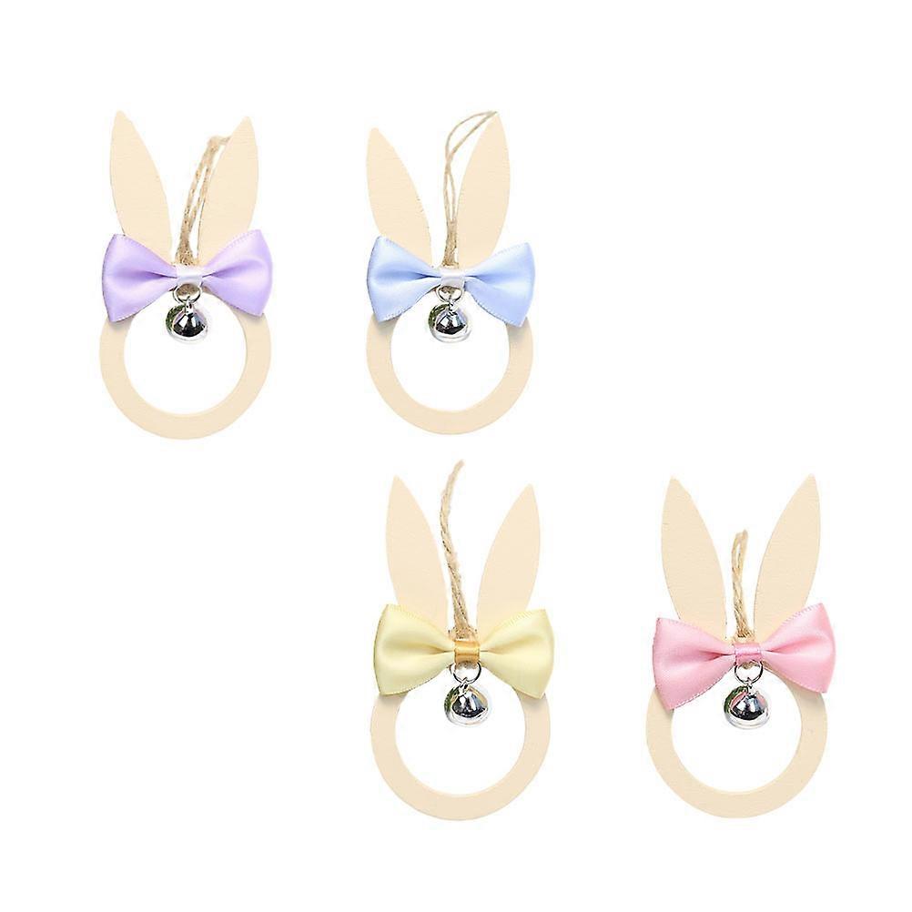 Creative Rabbit Bell Pendant Decorations For Home Decor Easter Scene 4Pcs