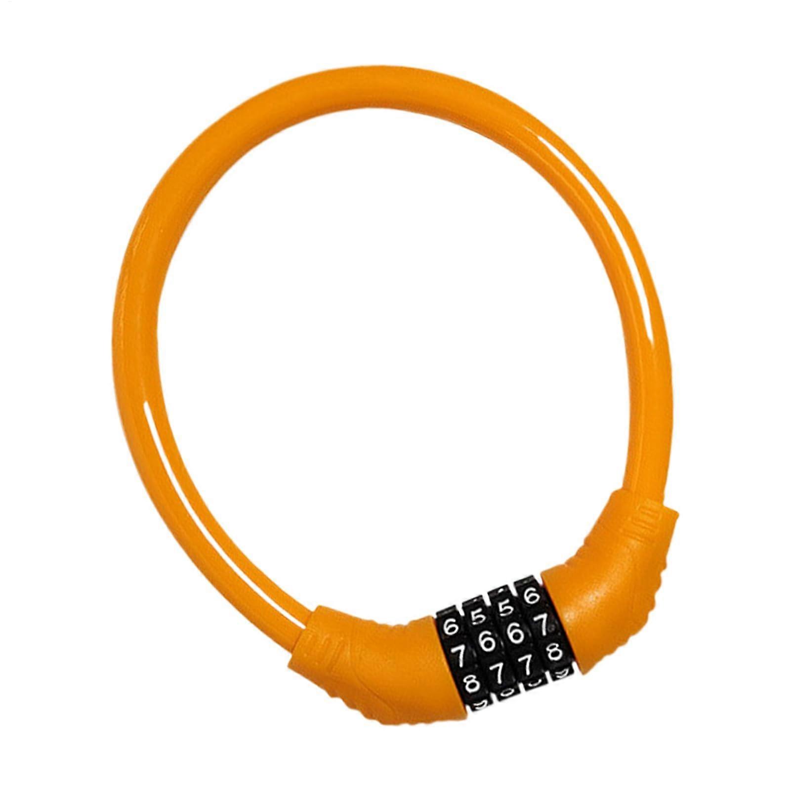 4-Digit Security Bicycle Chain Lock, Resettable Combination Bike Lock, Durable, Orange