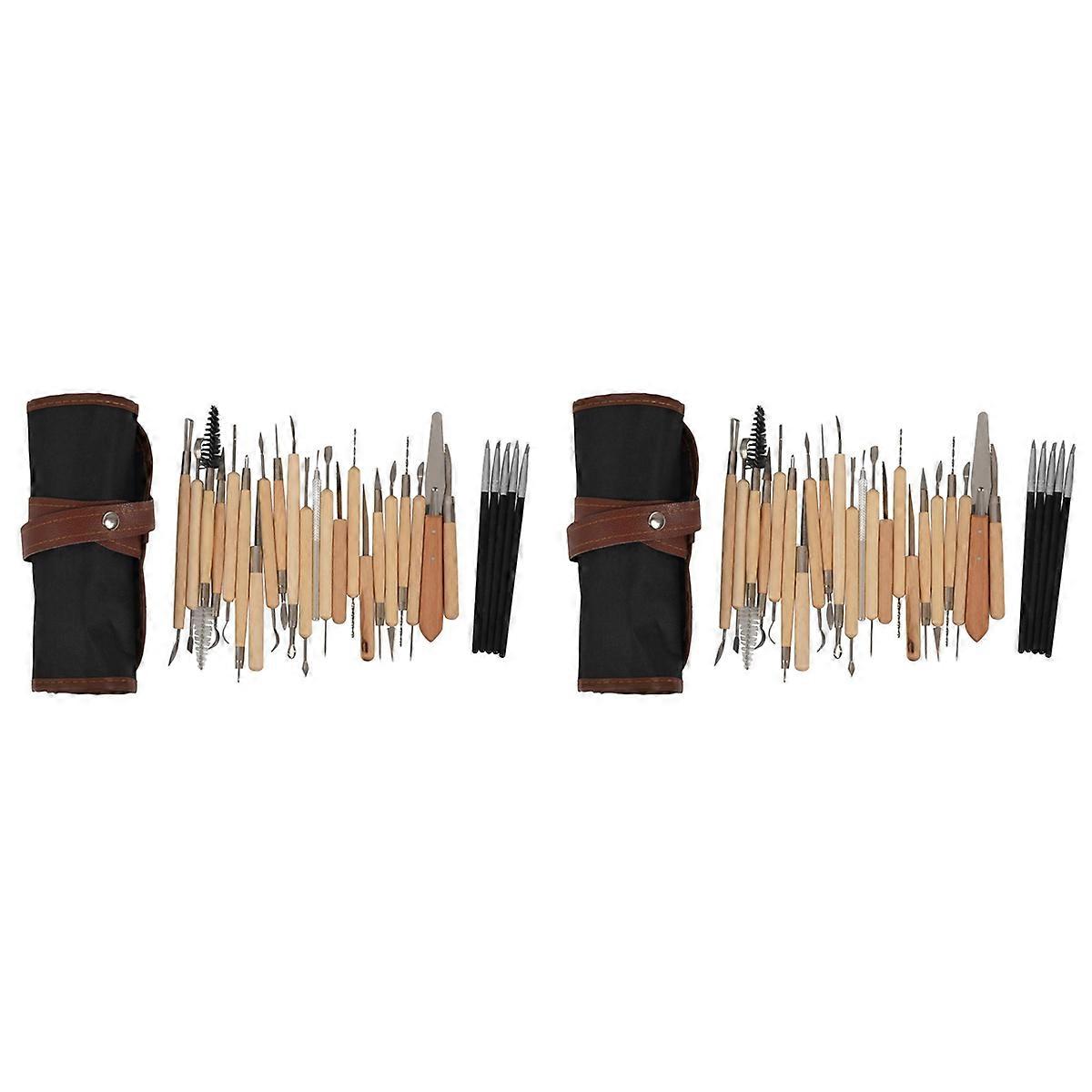 56Pcs Arts Crafts Clay Sculpting Tools Set Modeling Carving Tool Kit Pottery & Wooden Handle Modelin