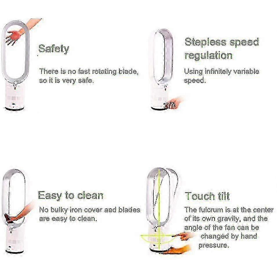 Ultra Quiet Bladeless Tower Fan with Negative Ion Technology for Home and Office Cooling