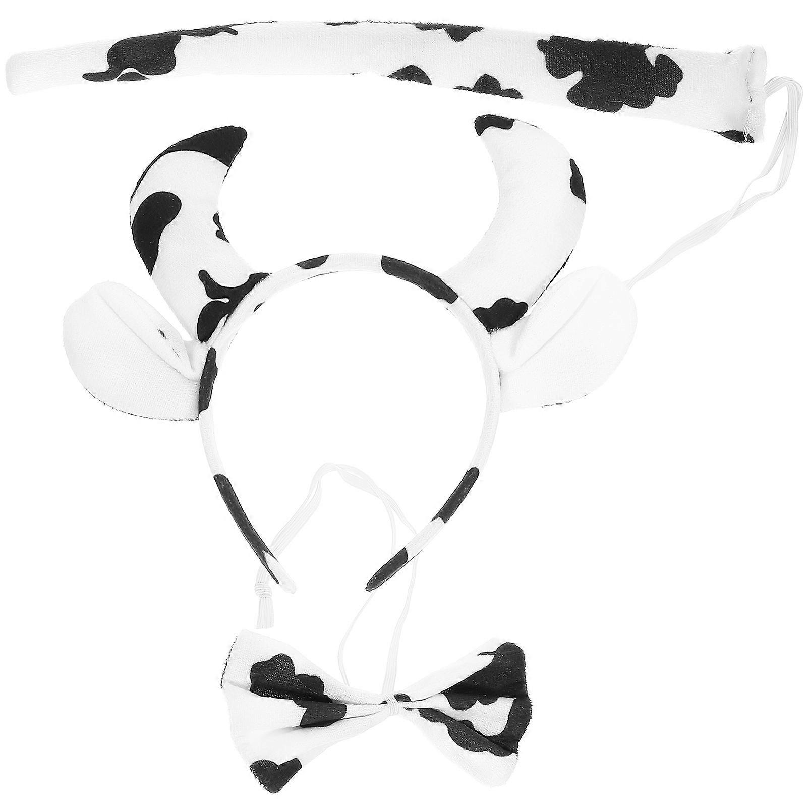Cow Headband And Tail Costume Set In Assorted Color Designed For Adults And Kids Attending Halloween Party And Cosplay Events 1 Set