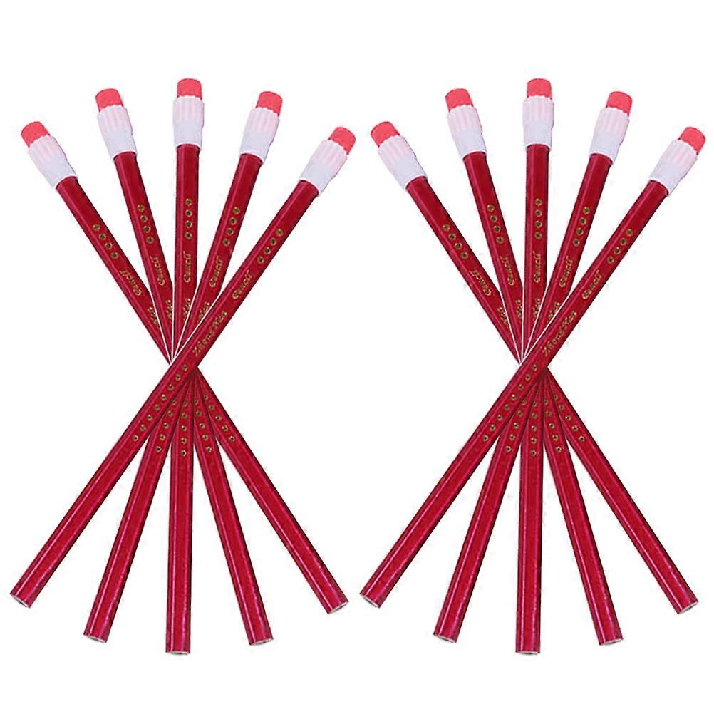 Natural Wood Pencils 10Pcs Multi-Functional Writing Supplies for Students in Red Color With Break-Resistant Cores