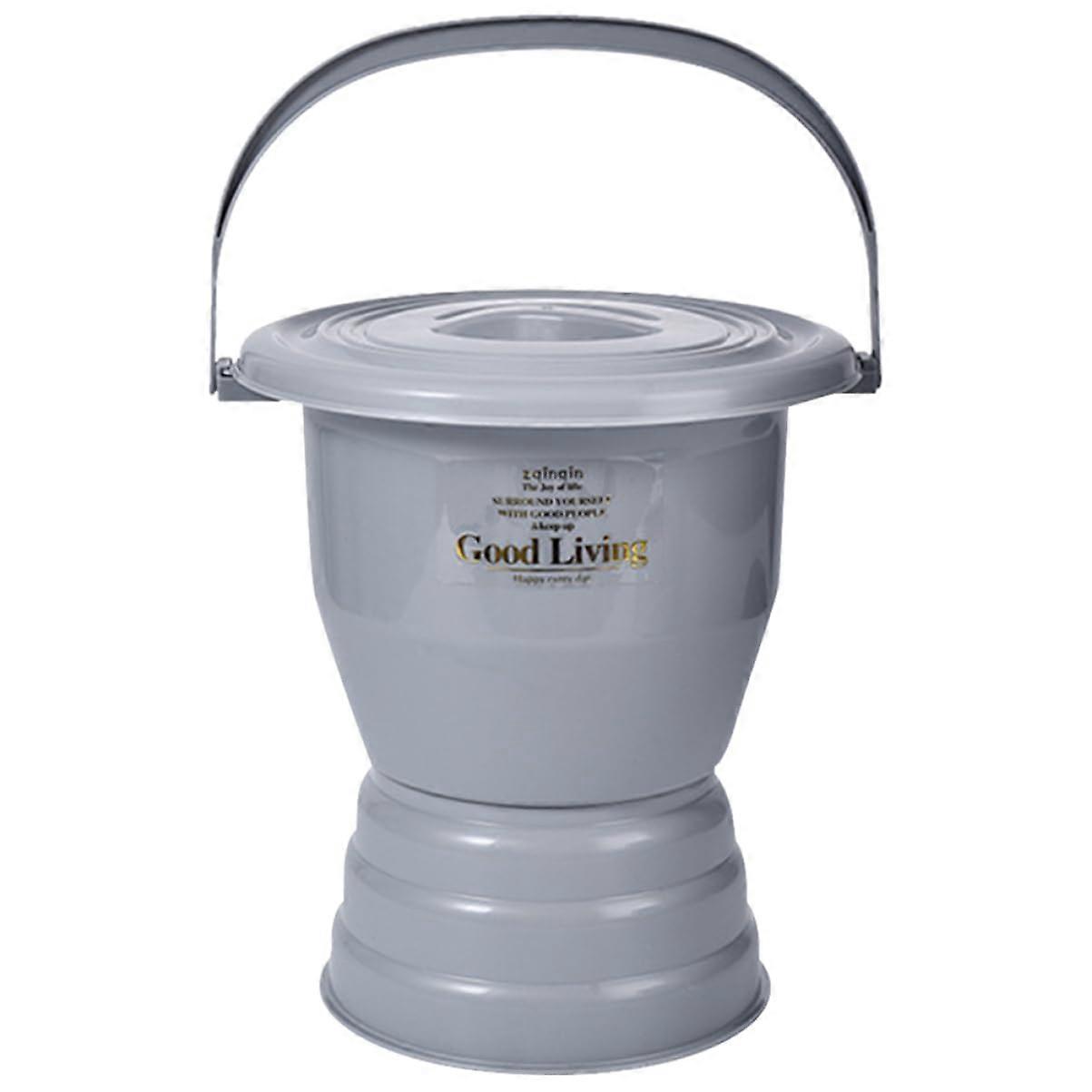 Bedpan With Lid Handle, Non-Slip Plastic Night Pot For Adults, Pregnant And Seniors, Portable For Home Use, Gray