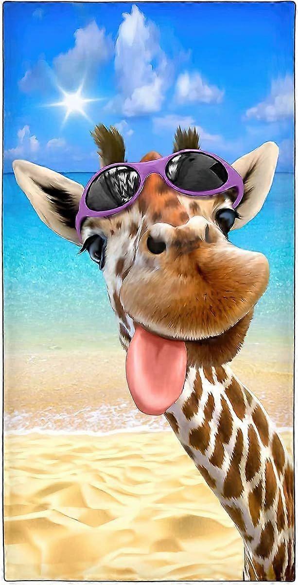 2pcs Large 90 x 180 cm Microfiber Printed Quick Dry Beach Towel with Funny Giraffe Pattern and Beach.