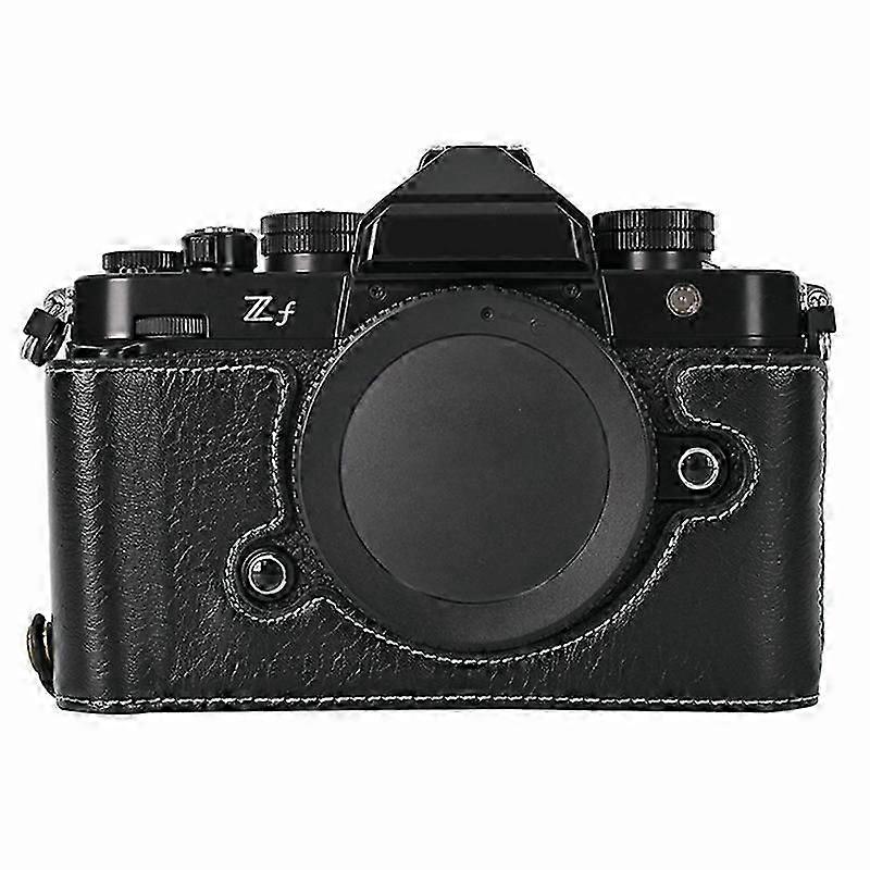 For Nikon Z F Tree Bark Leather Bottom Case Half Camera Cover With Battery Opening