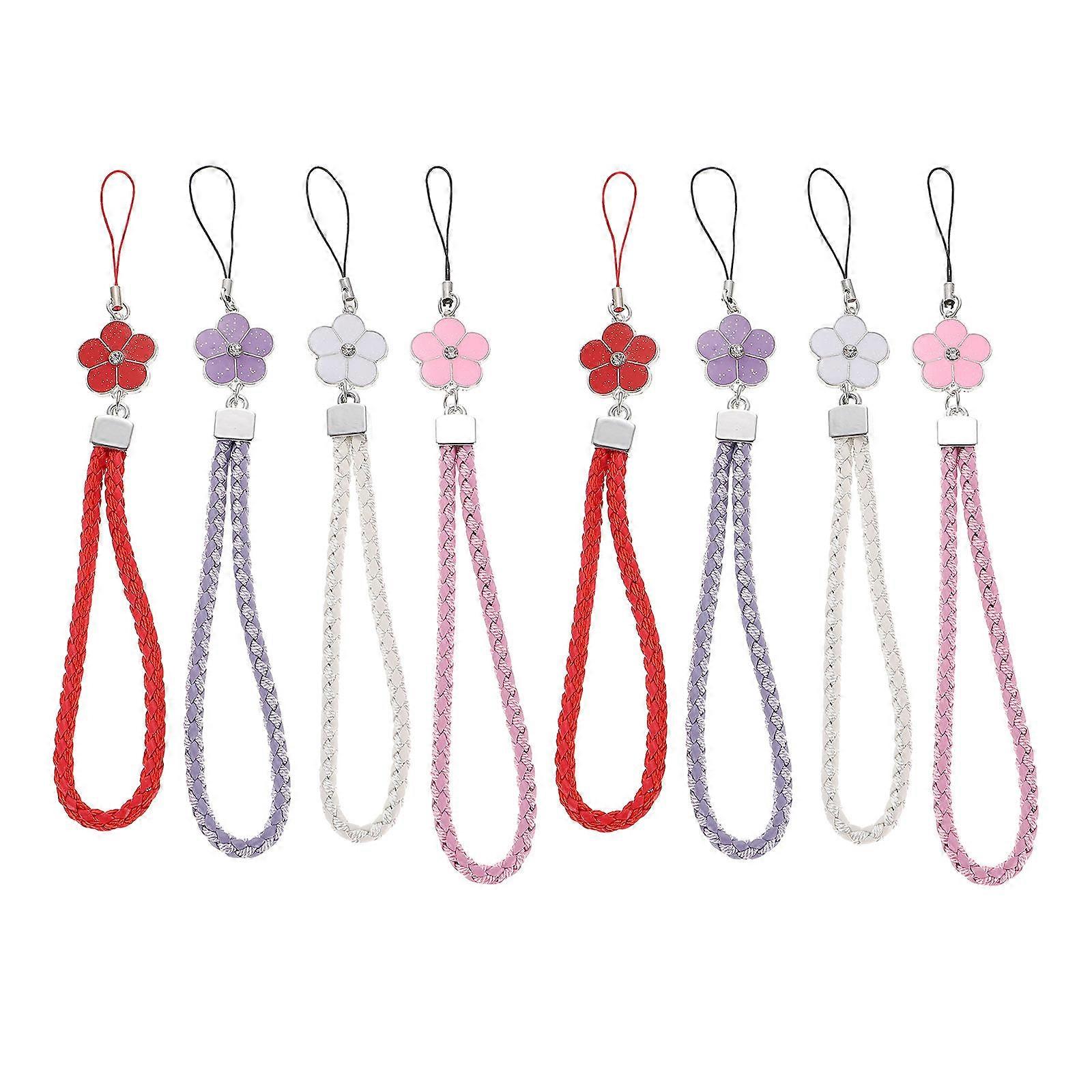 Bohemian Phone Lanyard With Short Braided Design Ideal For Girls During Jogging Cycling Running Errands Assorted Color 8Pcs