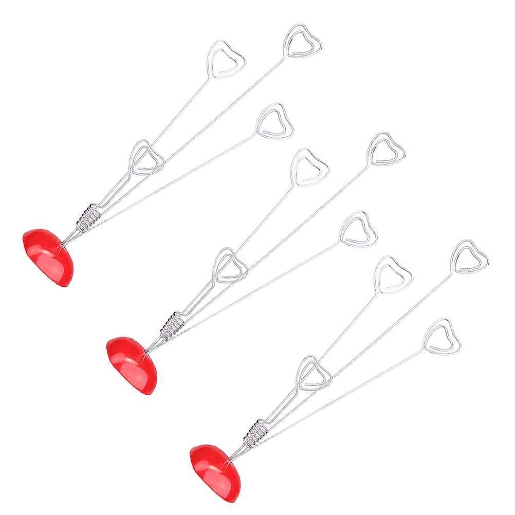 Heart Design Photo Clips 3Pcs Desktop Memo Stand Resin Clamp For Office Use Red Color Holding Photos