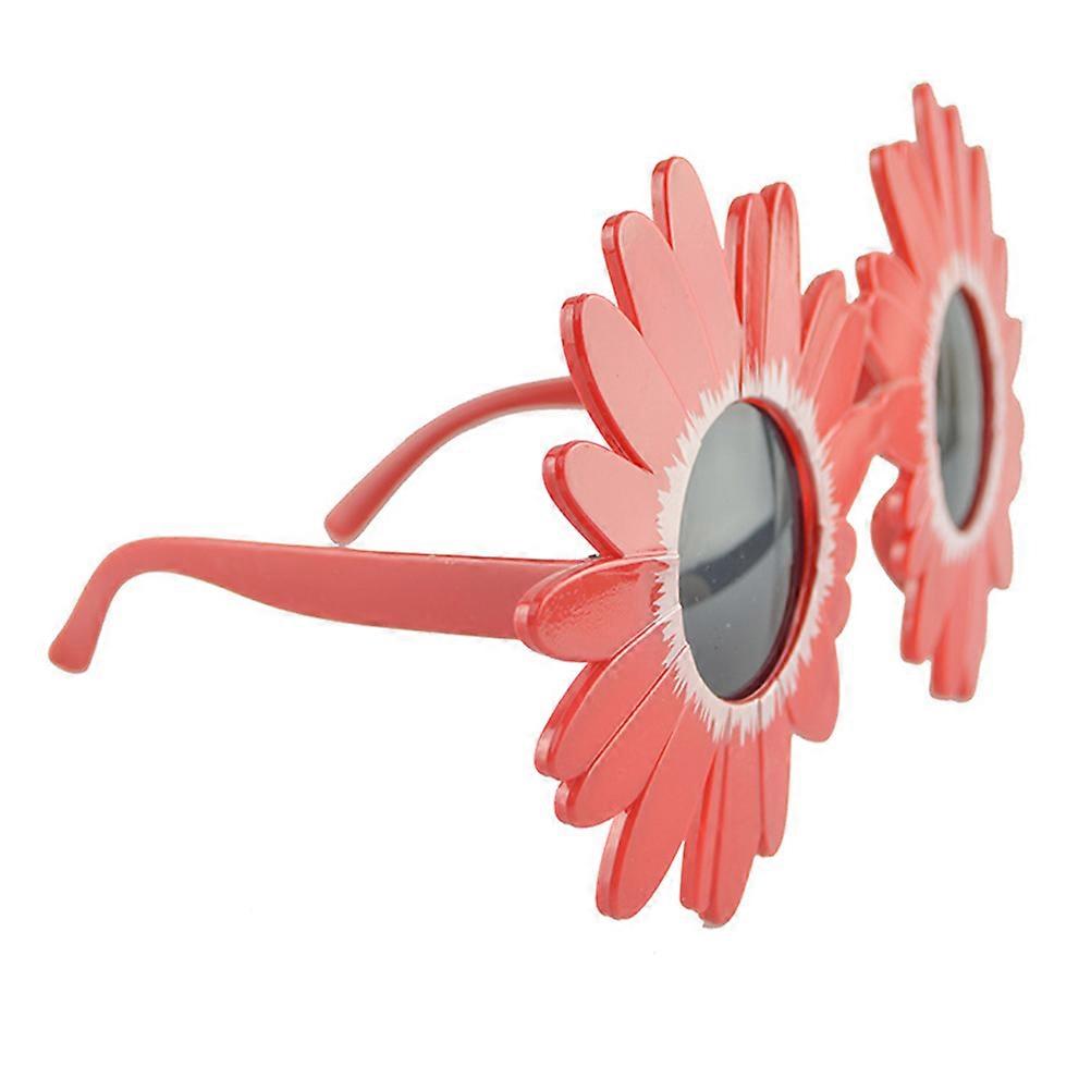 Chic Daisy Design Glasses For Eyewear During Parties And Dancing Celebrations In Red Color With Round Shape 3Pcs