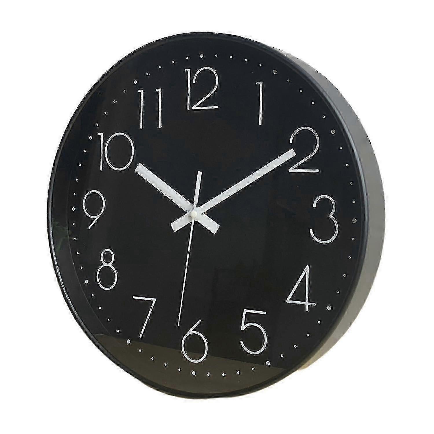10 Inch Wall Clock Round Hanging Noiseless 3D Number Precise Anti-fog Mirror Surface Quartz Clock