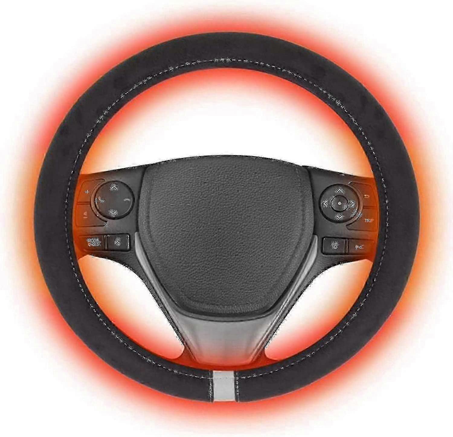 غطاء عجلة قيادة مُدفأ 12 فولت بتصميم مقاوم للتشابك، ومدفأة يدوية للسيارة، مقاس 15 بوصة