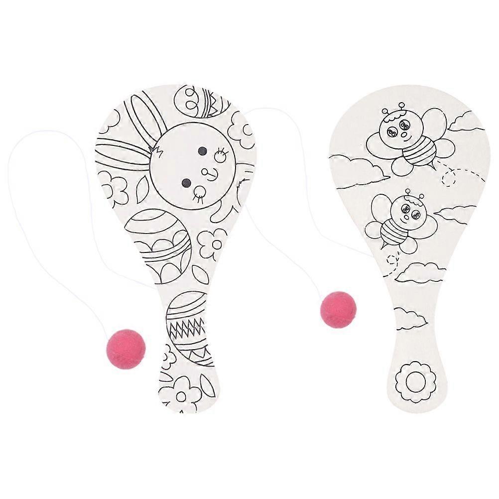2pcs Unfinished Paddle Kids Painting Paddle Mold Child Drawing Toy DIY Craft