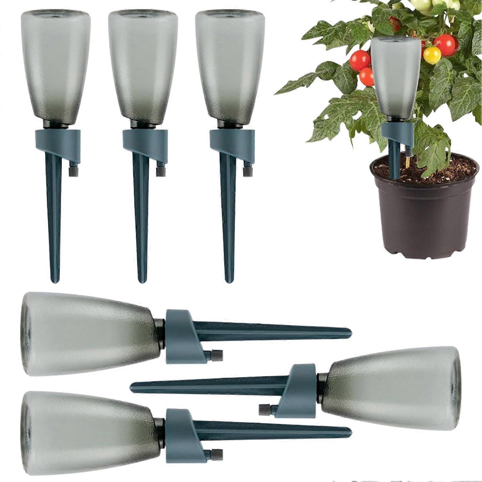 Plant Watering Spikes - 6 Automatic Drip Irrigation Devices with Control Valve for Indoor and Outdoor Use