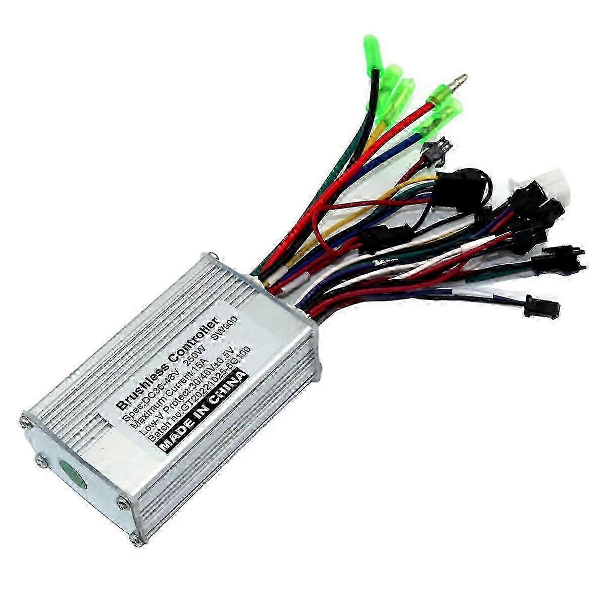 Brushless DC Lithium Battery Electric Bicycle Controller for 36V/48V 250/350W 15A Systems