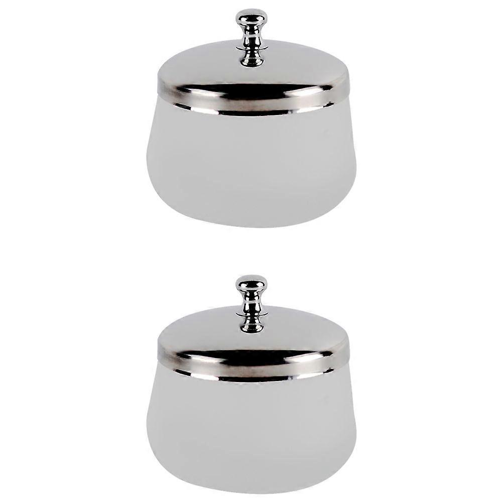 Frosted Glass Nail Polish Remover Cups with Lids Reusable Round Containers for Nail Art Soak Off at Salon or Home