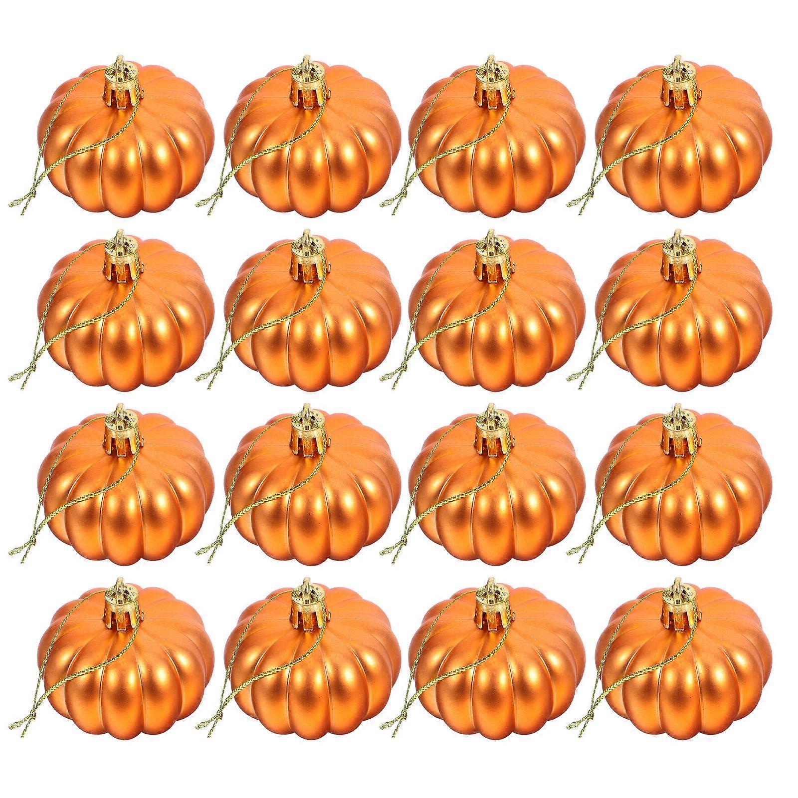 Fall Pumpkin Ornaments Plastic Hanging Decorations for Thanksgiving 24Pcs