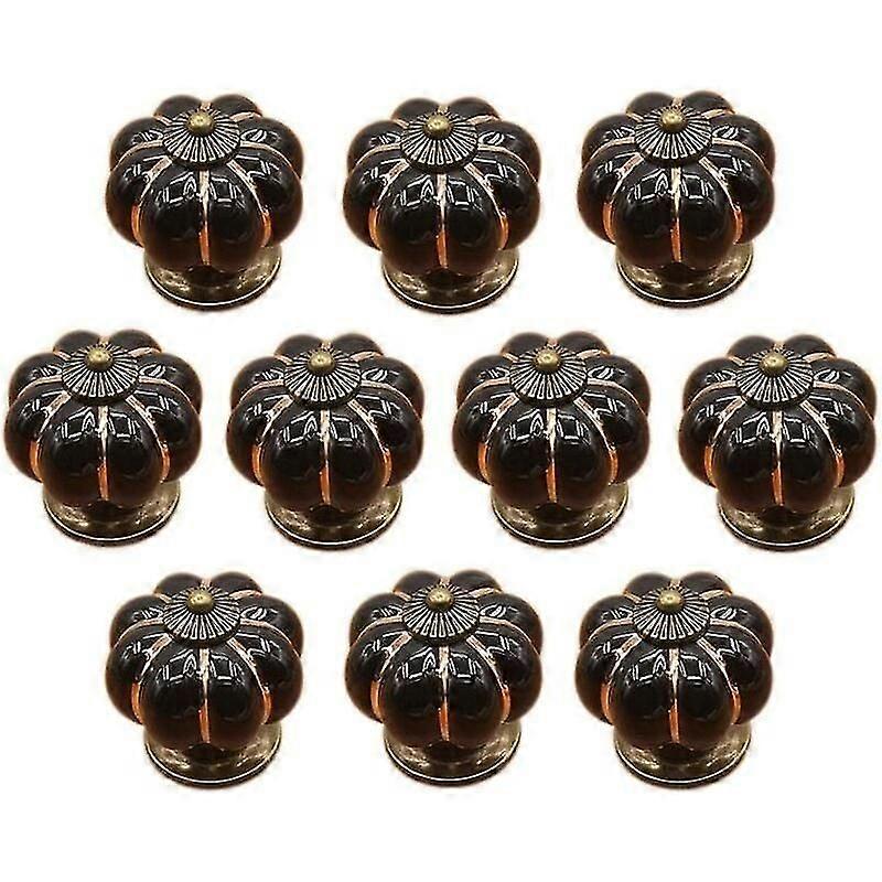 10 Pcs Ceramic Drawer Knobs Cabinet Knob for Kitchen Drawers and Cupboards (Black) - Black
