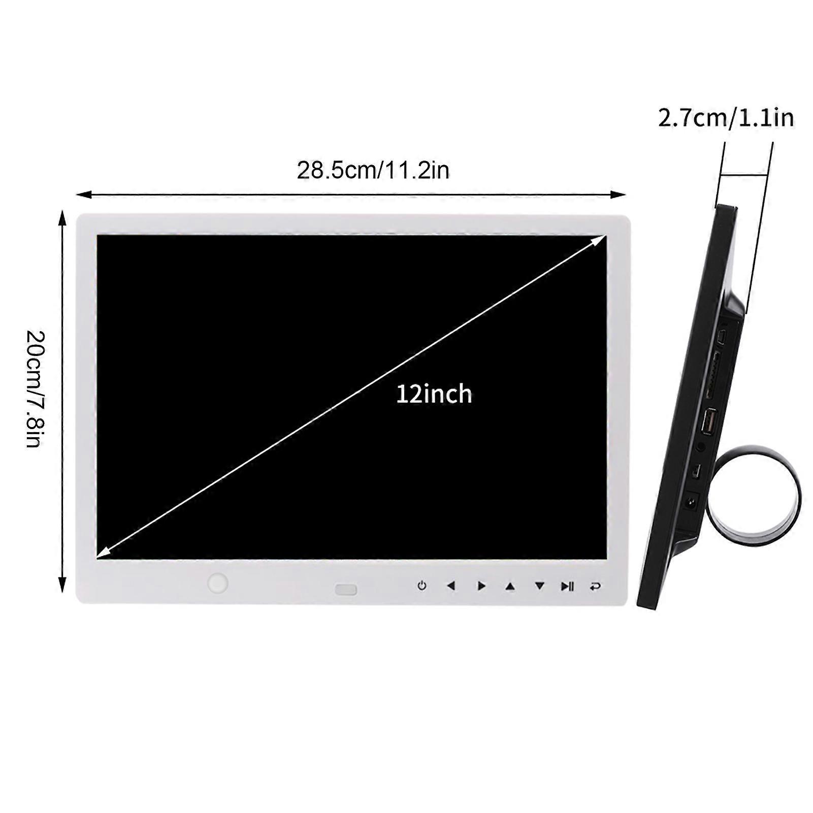 12" HD Digital Photo Frame 1280x800 Multi-Function White 32GB
