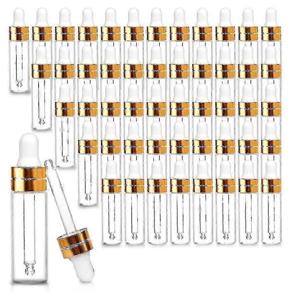 50 Pack 5ml Clear Glass Dropper Bottles, Mini Sample Dropper Bottles For Essential Oils Perfume Cosmetic Liquid