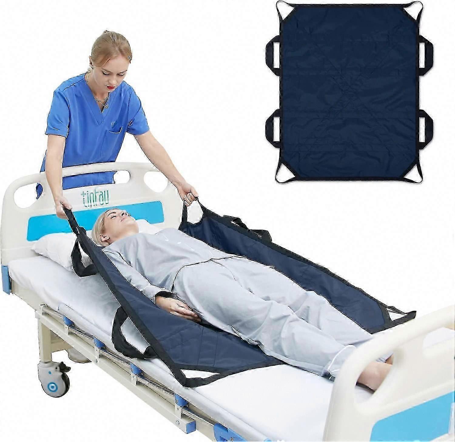 Reinforced Handle Bed Positioning Pad, 45" x 36" Waterproof Transfer Sheet for Turning, Lifting, Sliding, Reusable Washable Patient Aid