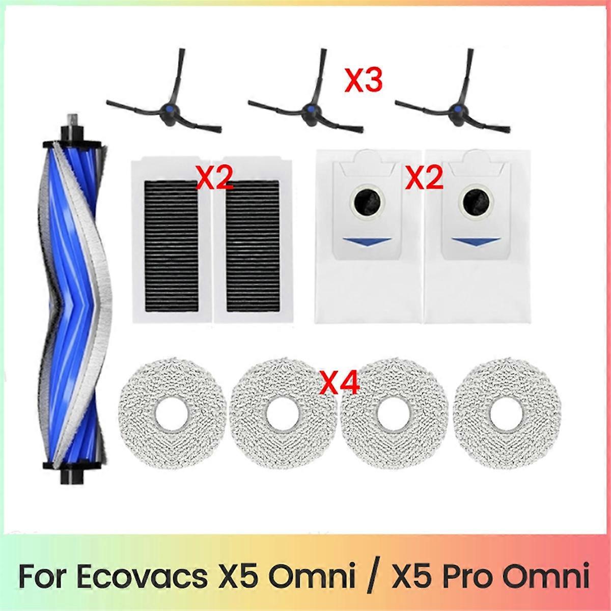 12PCS for X5 OMNI / X5 PRO OMNI Robot Vaccum Replacement Parts Main Side Brush Filter Mop Pad Dust B