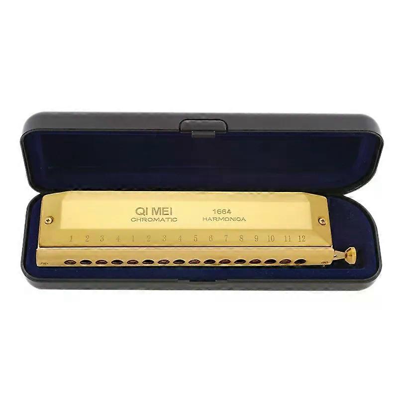 QI MEI Chromatic Harmonica 16 Hole 64 Tone Mouth Organ Instrumentos Key of C Professional Musical Instruments