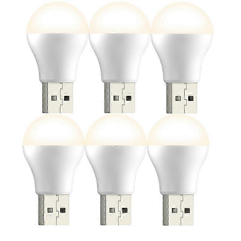 USB Bulb Light: 6-Pack Portable LED Book Light with Emergency Function for Outdoor & Indoor Use, 3W & 5V Compact & Energy-Saving