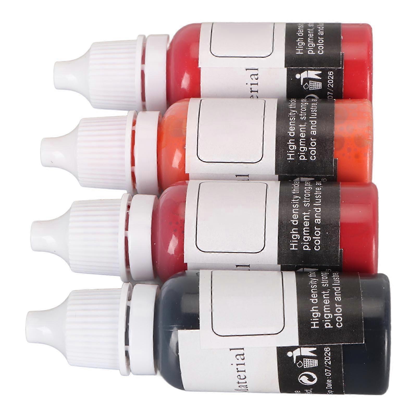 4 Colors Microblading Pigment Ink Set, 4x15ml, Black & Reds