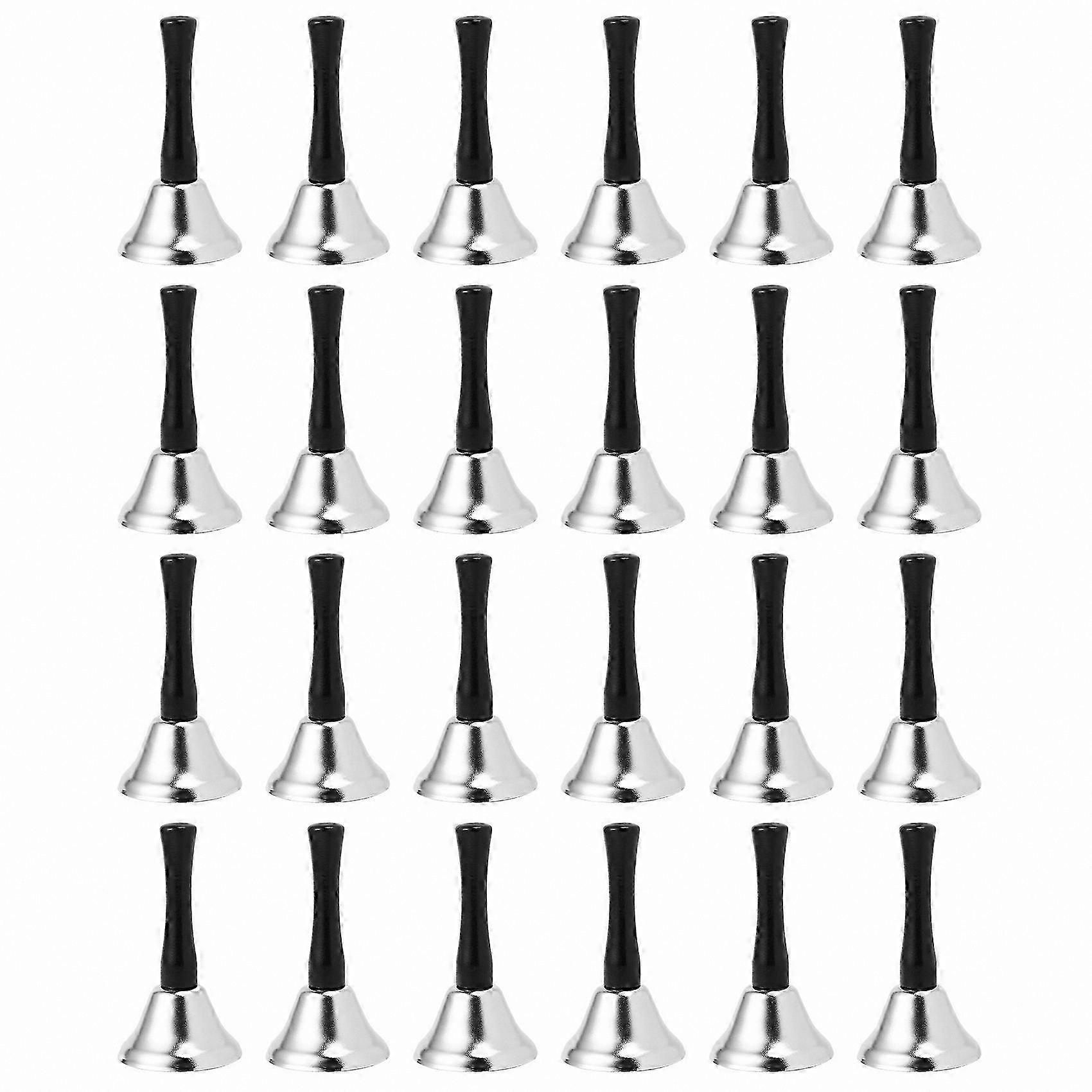 24-Piece Nickel White Bell Set with Black Wooden Handles for Percussion Instruments