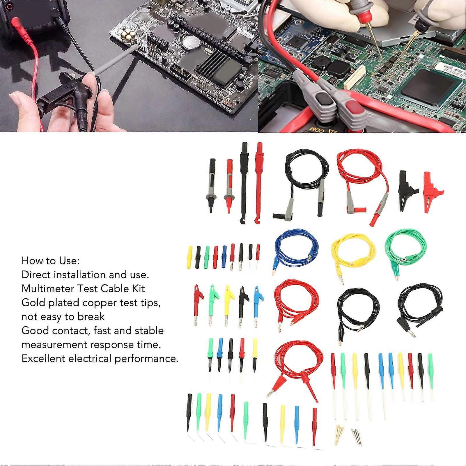 62Pcs Multimeter Test Cable Set P1957 CAT III 1000V Hook Clips