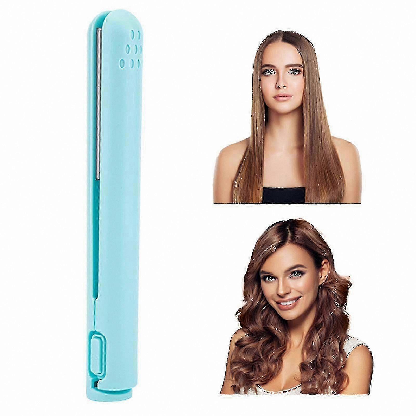 Compact USB-Powered Hair Styler for Curling and Straightening, Ceramic 2-in-1 Travel-Friendly Tool