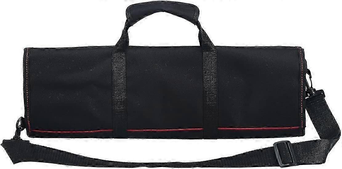 Chef Knife Case Roll Bag with 21 Slots & 1 Large Zipper Pocket, Easy Carry Handle and Shoulder Strap, for Kitchen Use