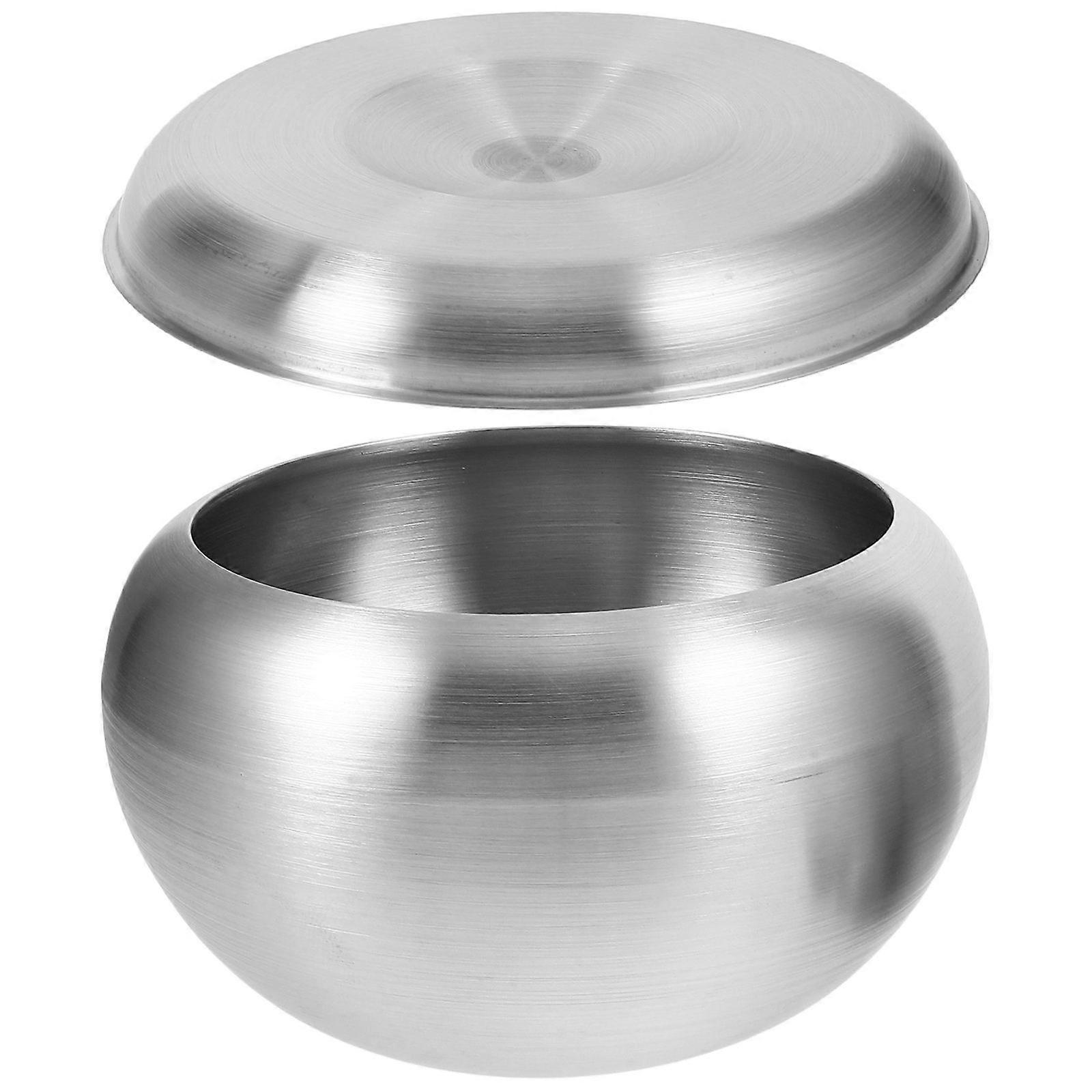 Versatile Food Serving Bowl with Flat Bottom Smooth Metal Salad Bowl 1 Set
