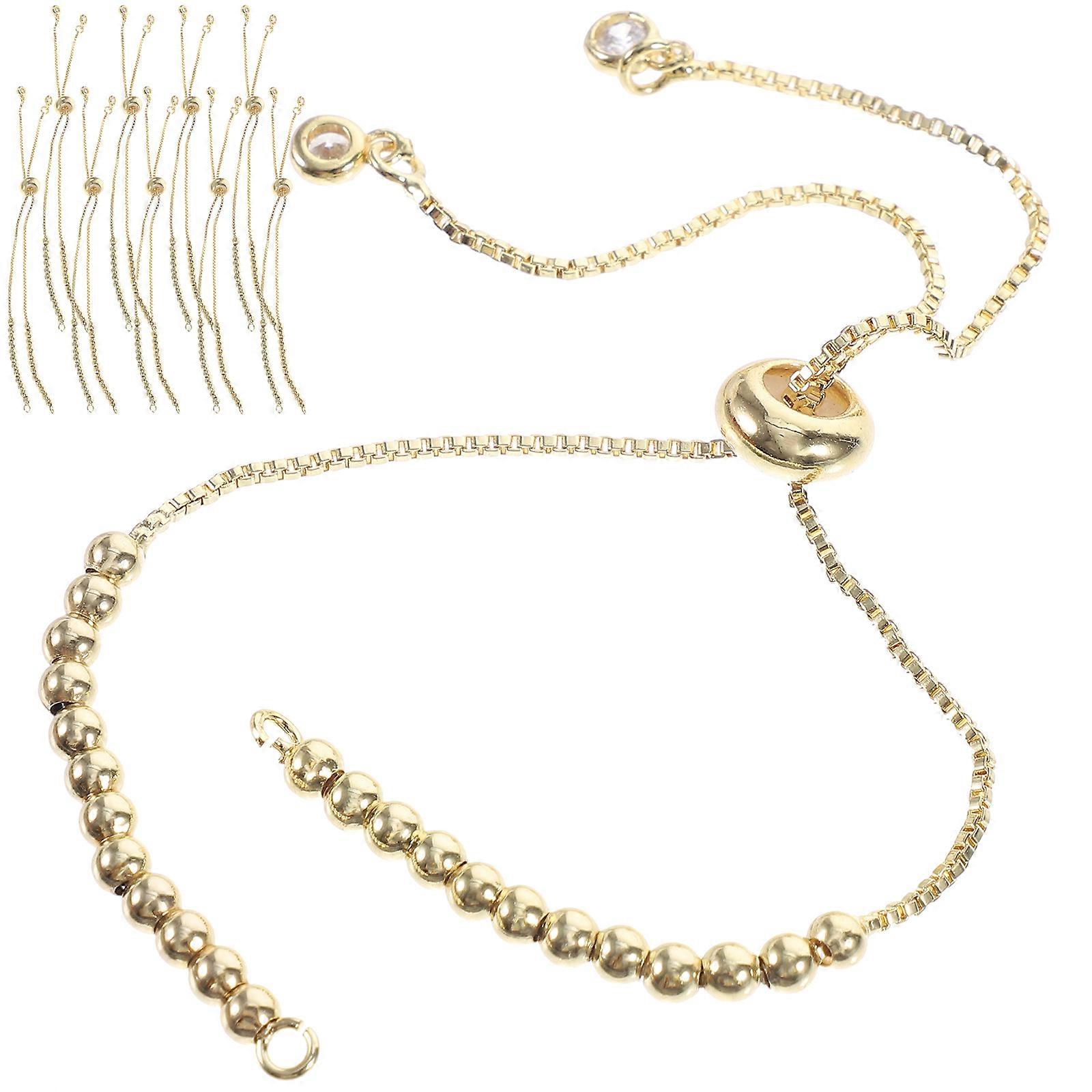 Golden Copper Adjustable Chain for DIY Bracelet Decor 10pcs