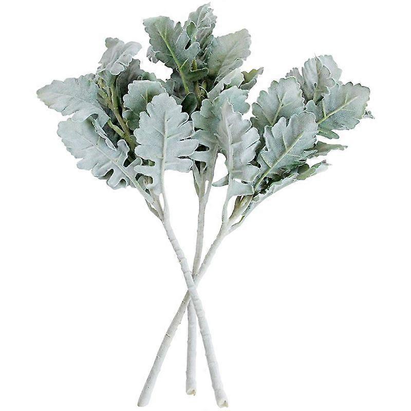 10 Pcs Artificial Flocked Lambs Ear Leaves Dusty Stems Flocked Oak Leaves 's Ear Leaf Wedding