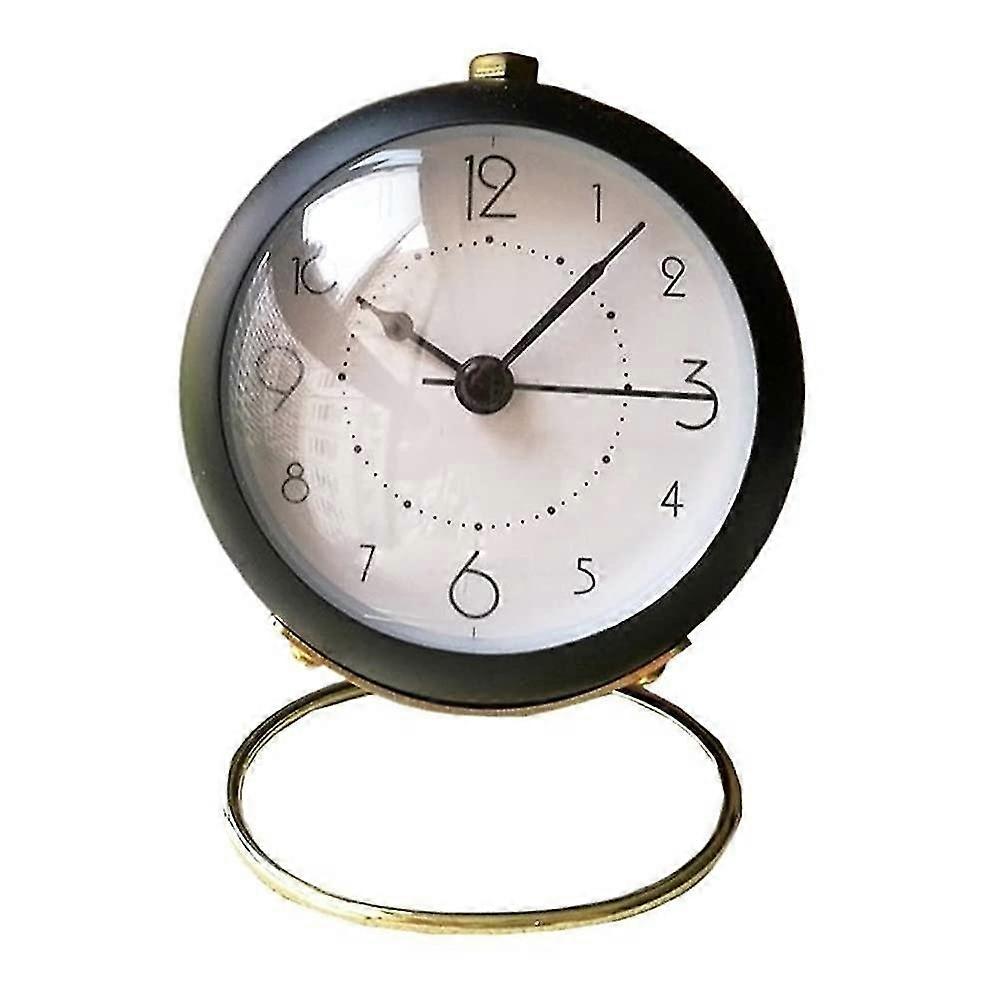 Small Desk Clock Desktop Alarm Clock with Night Light Battery Powered Table Clock - Black