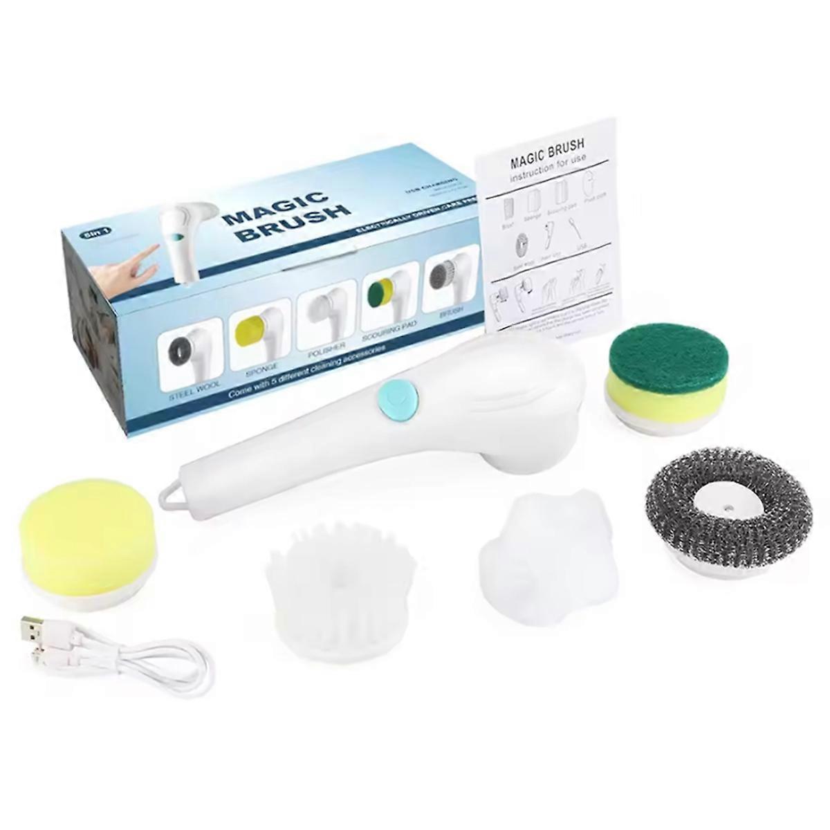ワイヤレス家庭用電動クリーニングブラシ5-in-1多機能USb充電バスルームキッチンクリーニングツール用品