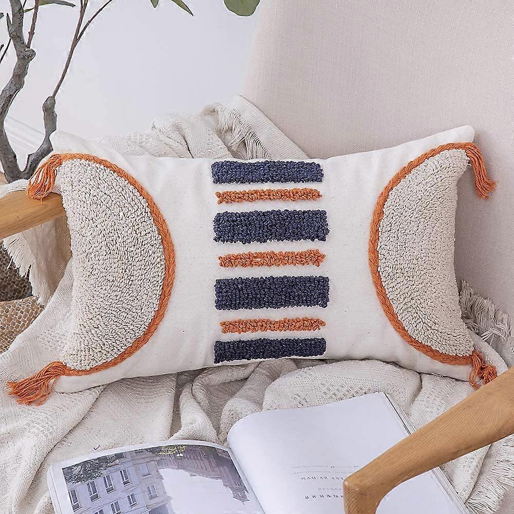 Tribal Boho Woven With Tassels Pillow Square Soft Couch Pillows Set Of 2 (inserts + Pillow Covers, Orange)