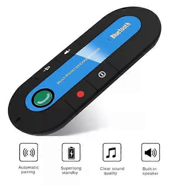Mini Sun Visor Clip Bluetooth Speakerphone Audio Mp3 Music Receiver Car Kit Wireless Handsfree Speaker Adapter Suitable for Phone