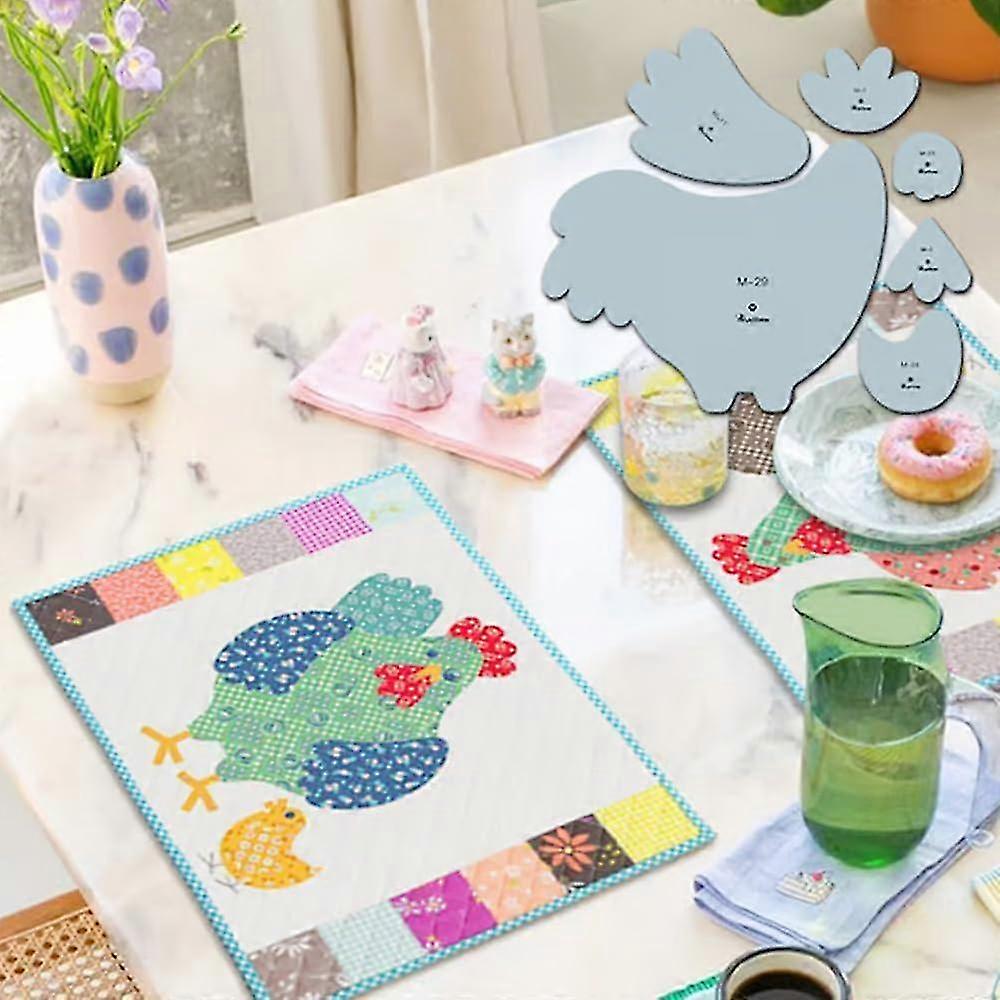 2025 Weekend Chicken Patchwork Quilting Template Set, Sew Simple Shapes, Reusable Patterns (A)