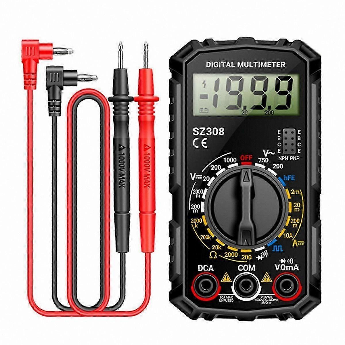 Digital Multimeter with LCD Backlight for Voltage Resistance Current Measurement Ohm Function Portable Electrician Tool