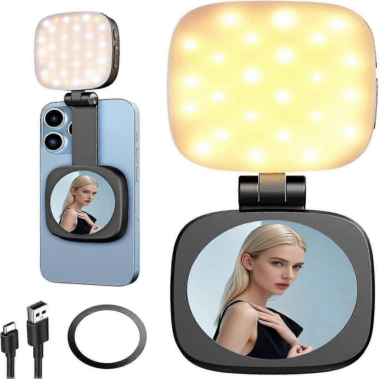 2025 Newest iPhone Magnetic Selfie Light with Mirror, Retractable and Foldable