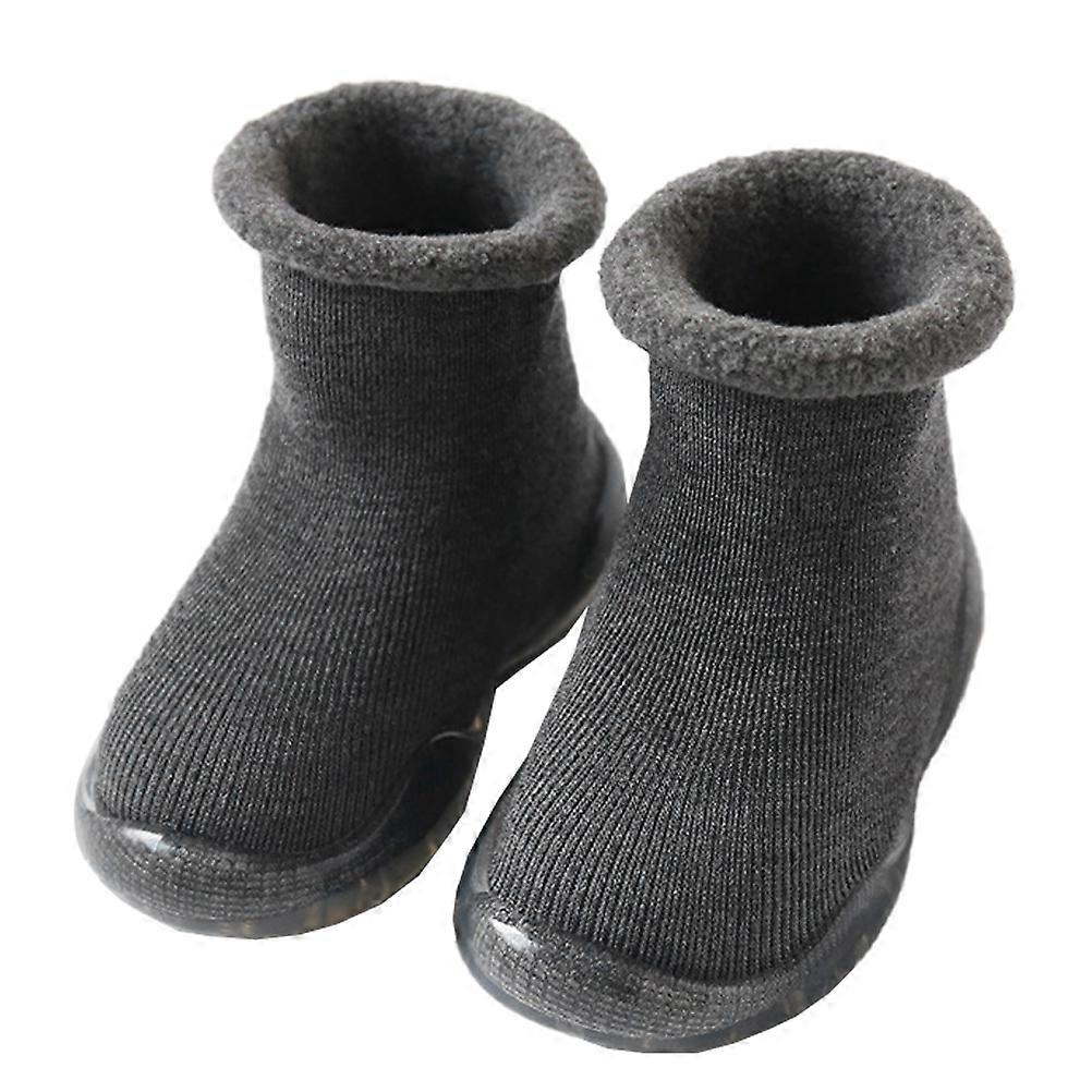 Long Toddler Socks Baby Slipper Sock Skid Resistance in Grey