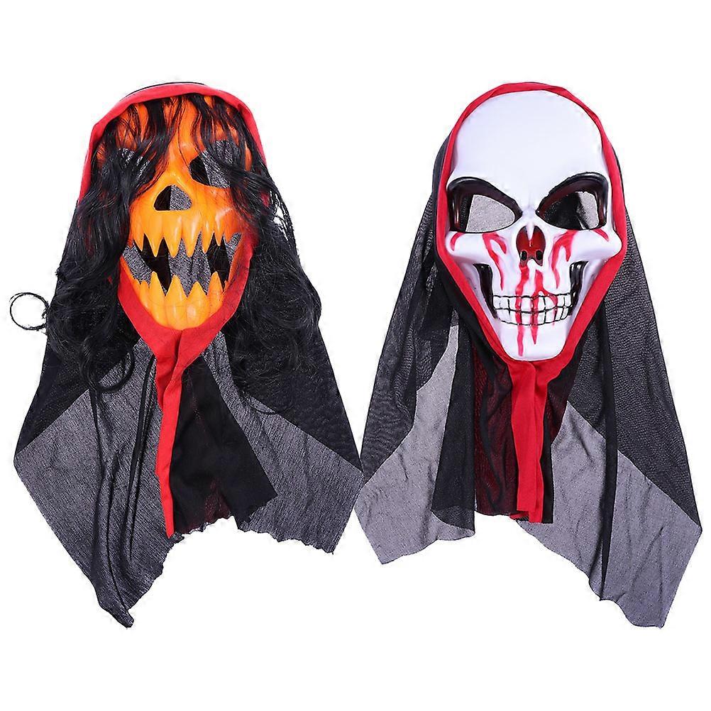 Horror Mask 2Pcs Halloween Cosplay Mask for Decor with Elastic Band