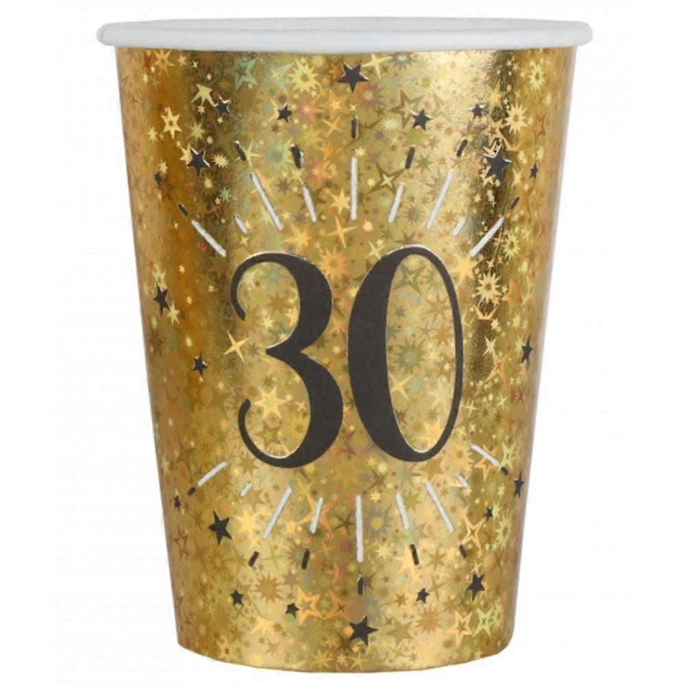 Black and Gold Age 30 Paper Cups